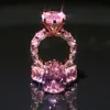 Vintage Water Drop 8CT Pink Diamond CZ Ring 925 Sterling Silver Engagement Wedding Band Rings for Women Bridal Party Jewelry 240113