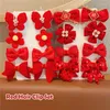 Hair Accessories Red Golden Velvet Bow Ornament Baby Hairs Circles Pins Christmas Year Children Hair-Clips For Women Girls