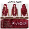 Oneenonly Long Red With Bangs Wave Synthetic S For Women Halloween Party Cosplay Natural Heat Motent Hair 240113