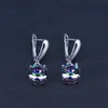 Cases Mystic Rainbow Cubic Zirconia Sier Color Bridal Jewelry Sets for Women Wedding Necklace/earrings/pendant/ring/