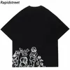 Harajuku dessin animé fille chat japonais Kanji graphique T-Shirt Streetwear hommes T-Shirt été à manches courtes T-Shirt hauts t-shirts unisexe 240113