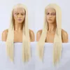 Syntetyczne koronkowe przednie długie proste włosy dla kobiet z dziecięcym odpornym na ciepło imprezę Cosplay Czarna blondynka Użyj 240113