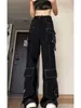 Jeans pour femmes American Retro Travail Femme Automne High Street Lâche Mince Casual Jambe Large Pantalon Traînant Ins Tide Cargo Femmes XL