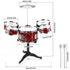 Kids Drum Set Musical Toy Drum Kit for Toddlers Jazz Drum Set with Stool 2 Drum Sticks Cymbal and 5 Drums Musical Instruments 240113