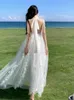 Повседневные платья, французское женское длинное белое викторианское платье с лямкой на бретельках и открытой спиной, свадебная ночная рубашка, элегантное женское сказочное шикарное платье в богемном стиле Femme