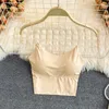 Camisoles Réservoirs Récolte Sous-Vêtements Solide Coréen S Soie D'été Glace Sans Manches Camisole Femmes Bralette Sans Couture Haut Gilet Tube Rembourré