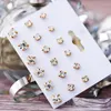 Stud Earrings Set Of 9 Pairs Pearl Zircon Card One Week Simple Design