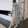 Veste longue à grand col en fourrure pour femme, manteau épais en peluche Imitation Rex, à la mode, Europe et amérique, hiver 2024