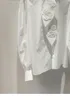 Femme broderie Collier à cravate à manches longues 3D Fleur Blanche blanche chemise smlxlxxl