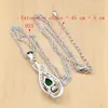 Halsband Musical Note Sier Jewelry Set Green Cz White Stone Pärlor för kvinnor Långörhängen/Pendant/Ring/Necklace Set