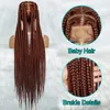 Ginger Cornrow Braids Pełne koronkowe warkocze dla czarnych kobiet syntetyczne przednie kwadratowe pudełko bez węzła 350 Kolor 240113