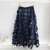 Qooth Women Polka Dot 3D Projekt Tiulowa spódnica Vintage elastyczna talia długa aline tutu QT2176 240113