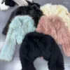 LKSK – veste d'hiver en fausse fourrure de raton laveur pour femme, manteau court de haute qualité, nouvelle collection 2024