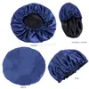 Nytt justerbart dubbellager Satin Bonnet Nightcap Round Haircare Shower Caps Women Elastic Band Cap Hair Styling Accessories