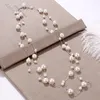 Naszyjniki wisiorek Koreańskie eleganckie podwójna warstwa perła długa naszyjnik dla kobiet prosty modny łańcuch łańcucha temperamentu biżuterii