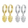 Brincos de argola est estilo natural folhas para mulheres cristal zircônia minúsculos huggies dourado/branco fresco bonito brinco piercing joias