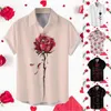 Chemises décontractées pour hommes Saint Valentin imprimé Vintage hommes chemise col combinaison grand grand homme grand