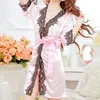 Women's Sleepwear Sexy Navy Blue Robes Bathrobe Women Silk Bridesmaid Satin Robe Ladies Dressing Gowns