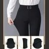 Wiosenna jesień Koreańska moda kobieta na Pencil Pants High talia Elastic Diamonds Solid Office Lady Casual Slim Proste Spodni 240113