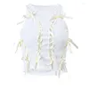 Women's Tanks Y2k Fairy Aesthetic Bow Lace Up Hollow Out Ribbed Crop Tops White Summer Sexy Tank Top For Women 2024