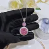Collares 2022 Conjunto de joyas de diamantes de laboratorio rosa Sterling Sier Pendientes de boda para fiesta Collar de gargantilla para mujeres Joyería de piedras preciosas nupciales