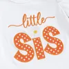 Clothing Sets Big Sister Little Matching Outfits Short Sleeve Romper T Shirt Daisy Shorts Set 3Pcs Baby Girl Summer Clothes