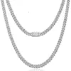 Hiphop moissanite halsband populära 7mm bredd solid 925 silver bling 1 rad rund klipp d färg diamant kuban