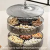 Plates Thickened Storage Box For Dried Fruits 360-degree Rotation Triple Layer Divided Nut Serving Tray With Lid Bpa-free Appetizer