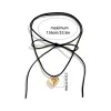 Collier ras du cou avec pendentif en forme de cœur, bijoux, chaîne de clavicule, collier d'amour en corde noire tissée pour femmes avec personnalité réglable, collier en forme de cœur de pêche