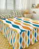 Jupe de lit géométrique jaune Turquoise, imprimé médiéval, couvre-lit ajusté avec taies d'oreiller, housse de matelas, ensemble de literie, drap