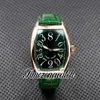 Nieuw 40 mm Cintree Curvex Crazy Hour automatisch herenhorloge 8880 groene wijzerplaat rosé gouden kast groene lederen band herenhorloges Timezonewatch DHFM Z08A