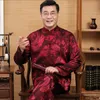 Hurtownia Nowa chińska tradycja Mężczyźni Satin Satyn Kung Fu Suit Sets Sets Długie rękawowe Pole Kurtka Dragon Wu shu tai chi Sets Rozmiar M L XL XXL xxxl 4xl