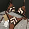 sexy geteilter Bikini, Designer-Bademode, Damenmode, Luxus-Druck, rückenfreier Strand-Badeanzug mit Riemchen