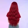 Oneenonly Long Red With Bangs Wave Synthetic S For Women Halloween Party Cosplay Natural Heat Motent Hair 240113