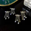 Kolczyki Dangle Long Tassel Rhinestone Drop for Women Korean Luksusowa gwiazda Crystal Party Wedding Biżuteria Bijoux Prezenty