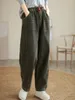 Kadınlar kot pantolonlu retro pamuklu adam vintage gevşek eklenmiş ağartılmış tam uzunlukta vahşi denim harem pantolon