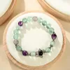 Bracelets de charme Mode Pierre Naturelle Coloré Fluorite Bracelet Pour Femmes Quartzs Ronde Perlée Étoile Bracelets Bracelet Bijoux Artisanat 18 cm