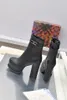 Explosion Femmes Aankle Boot Chaussures Bottines Fame Chunky Plateforme De Luxe Designer En Cuir Noir Talon Épais Martin Bottes Top Cuir De Veau Zip Haute Casual Mode Doux 35-42