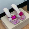 Gianvito Rossi Gemstone Desiorture Mule Slippers Sandals 8.5cm女性スティレットヒールパテントレザーハイヒールミュラーシューズ