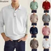 ربيع الخريف رجال الصلبة vneck longsleeved tshirts الأزياء الزر غير الرسمي قمم القمصان في الهواء الطلق للبولو للرجال 240113