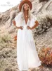 Sexy Bikini Coverups Long White Tunic Casual Summer Beach Dress Elegant Women Clothes Wear Swim Suit Cover Up Q1208 240113