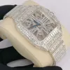 Hip Hop Takı Paslanmaz Çelik Görünmez Ayar Buzlu Diamond Watch Baget VVS Moissanite Saat