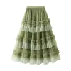 Skirts Women Tulle Tutu Skirt Contrast Colors Elastic Layered Mesh Fairy A-Line For Beach Party Streetwear