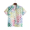 Lyxdesigner casual skjortor herr mode geometriska tryck bowling skjorta hawaii blommor casual siden skjortor män smal passar kort ärm klänning skjortor variation toppar m-xxl