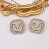 8362Hot vente 18K plaqué or designer 925 argent marque de luxe lettre goujons géométrique célèbre femme circulaire cristal diamant perle boucles d'oreilles fête de mariage