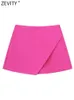 ZEVITY Vrouwen Mode Snoep Kleuren Asymmetrische Slanke Shorts Rokken Dames Zijrits Chic Pantalone Cortos QUN3217 240113