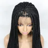 African American Synthetic Braid s With Baby Hair Full Lace Frontal 36 Inches Black Knotless Box Braids For Women 240113