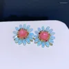 Stud Earrings MIGGA Handmade Beaded Blue Resin Crystal Flower For Women Original Design Luxury Party Jewelry