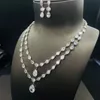 Necklaces Water Drop Lab Diamond Jewelry Set White Gold Filled Promise Party Wedding Earrings Necklace for Women Bridal Jewelry Gift