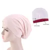 Gorro de satén con forro para mujer, gorro de quimio con banda elástica, gorro para dormir durante la noche, gorros para quimioterapia contra el cáncer, accesorios para el cabello